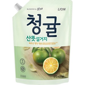 참그린 청귤 산뜻 설거지 주방세제 리필, 970ml, 1개