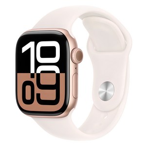 Apple 애플워치 10 GPS, 42mm, 로즈 골드 / 라이트 블러시 스포츠 밴드, S/M