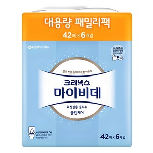 크리넥스 마이비데 화장실용 물티슈, 42매, 6개