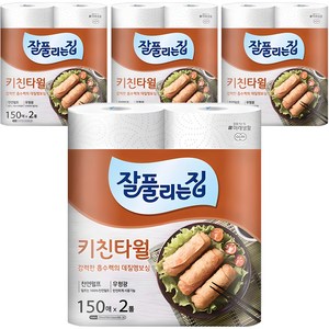 잘풀리는집 천연펄프 키친타월 2p, 150매, 4세트