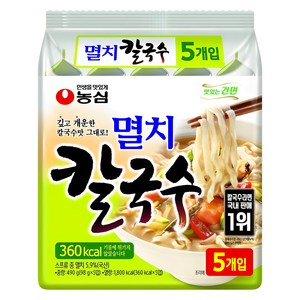 농심 멸치칼국수, 98g, 5개