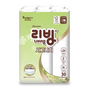 리빙티슈 시그니처 3겹 고급롤화장지 30m, 30개입, 1개