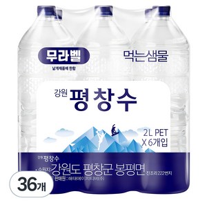 강원평창수 무라벨 생수, 2L, 36개