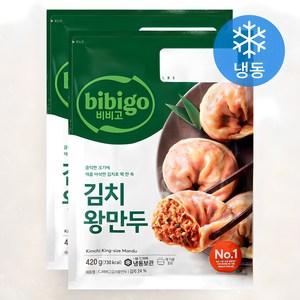 비비고 김치 왕만두 (냉동), 420g, 2개