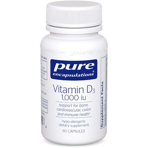 Pue Encapsulations 비타민 D3 1000 IU 캡슐, 60정, 1개