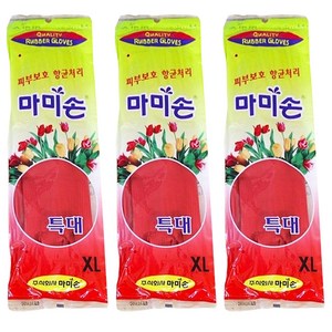 [마미손] 고무장갑 빨강, 특대(XL) 이상, 3개, 3개