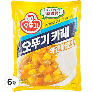 오뚜기 카레 약간매운맛, 1kg, 6개