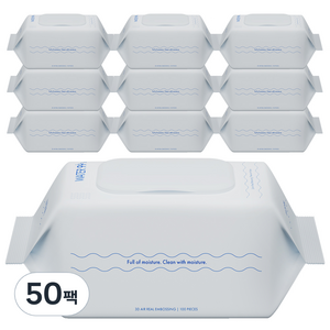 워터 99 초순수 저자극 아기물티슈 베이직 캡형 50평량, 100개입, 50개