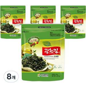 광천김 올리브유 바르고 녹차가 첨가된 광천 돌자반, 70g, 8개