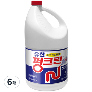 유한락스 펑크린 배수관 막힘 용해제, 4L, 6개