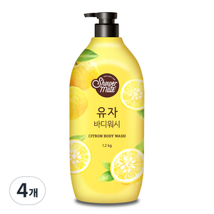 샤워메이트 내추럴 유자 바디워시 유자향, 1.2kg, 4개