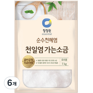 대상 청정원 천일염 가는 소금, 1kg, 6개