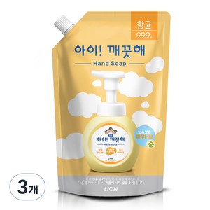 아이깨끗해 항균 폼 핸드솝 순 보송보송 파우더향 리필, 600ml, 3개