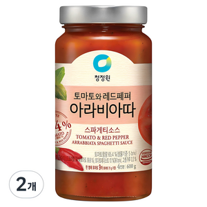 청정원 아라비아따 스파게티 소스, 600g, 2개