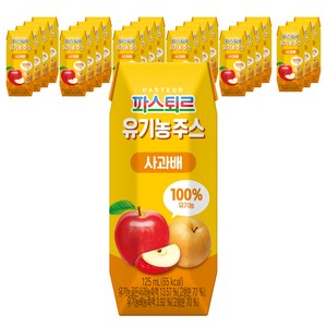 파스퇴르 유기농주스, 혼합맛(사과/배), 125ml, 24개