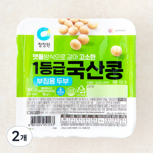 청정원 국산콩 고소한두부 부침용, 400g, 2개