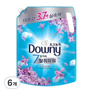 다우니 7일지속 탈취파워 섬유유연제 레몬그라스 라일락 리필, 2.6L, 6개