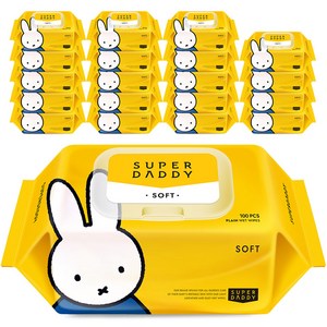 슈퍼대디 소프트 유아물티슈 캡형, 50g, 100매, 20개