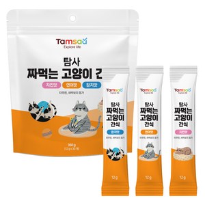 탐사 헤어볼 방지 짜먹는 고양이 간식 3가지맛 30p, 참치*10p+연어*10p+치킨*10p, 360g, 1세트