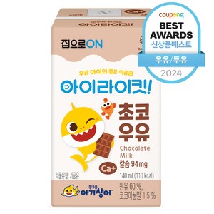 아이라이킷 핑크퐁 아기상어 초코 우유, 140ml, 24개