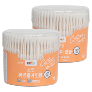 코멧 위생 종이 면봉, 300입, 2팩