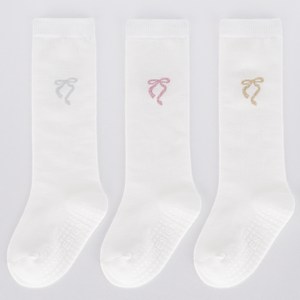 노디자인 유아용 전사이즈 미끄럼방지 논슬립 리본 니삭스 양말 3켤레