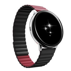 케이안 갤럭시 워치 스트랩 22mm 실리콘 마그네틱 스트랩 45 46mm 호환 S, 그레이 + 와인