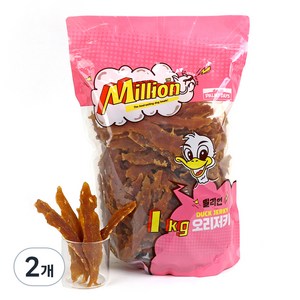 파미데이즈 강아지 밀리언 오리저키 대용량 간식, 오리, 1kg, 2개