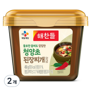 해찬들 물로만 끓여도 칼칼한 청양초 된장찌개양념, 2개, 450g