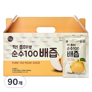 미쁨생활건강 딱좋아 순수100 배즙, 90ml, 90개