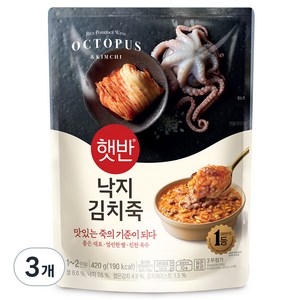 햇반 낙지김치죽, 420g, 3개