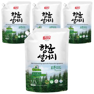 트리오 향균 설거지 리필, 1.2L, 4개