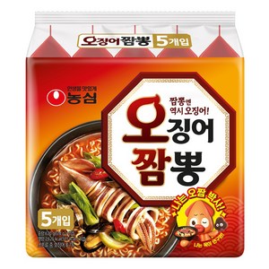 농심 오징어짬뽕 124g, 5개
