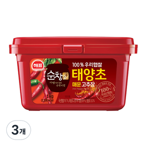 해표 순창궁 태양초 매운 고추장, 1kg, 3개