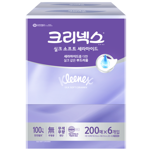 크리넥스 실크소프트 세라마이드 미용티슈 2겹, 200매, 6개