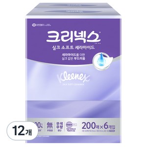 크리넥스 실크소프트 세라마이드 미용티슈 2겹, 200매, 12개