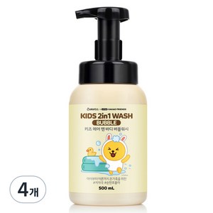 베비언스 카카오 무지 키즈 헤어 앤 바디 버블 워시 올인원클렌저, 500ml, 4개