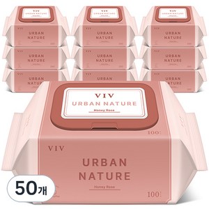 비브 어반네이처 허니로즈 아기물티슈 캡형 50gsm, 50g, 100매, 50개