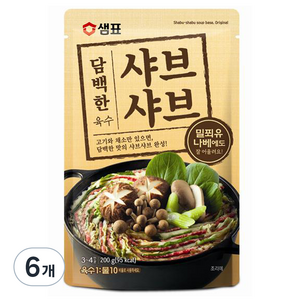 샘표 담백한 샤브샤브 육수, 200g, 6개