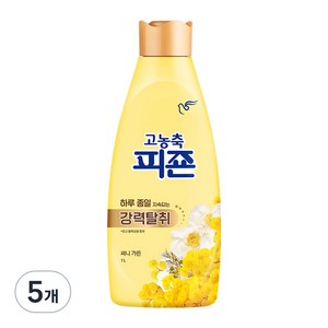 피죤 고농축 강력탈취 섬유유연제 써니 가든 본품, 1L, 5개