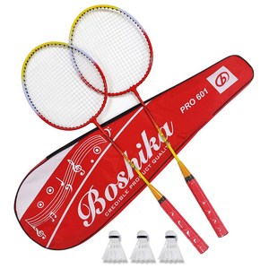 배곧스포츠 배드민턴 라켓 2p +셔틀콕 3p + 가방 세트, RED, 1세트