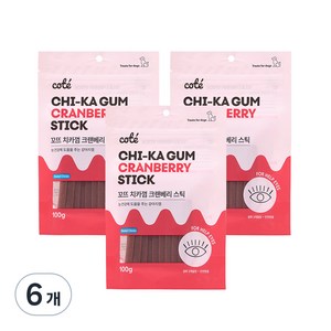 꼬뜨 치카껌 스틱 덴탈껌, 크랜베리, 100g, 6개