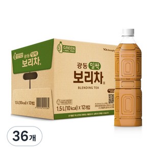 광동제약 밀싹 보리차 음료 무라벨, 1.5L, 36개