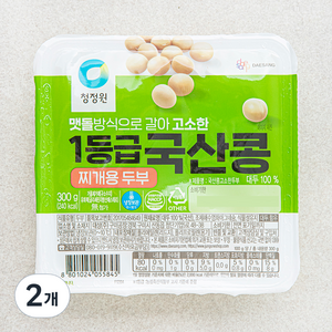 청정원 국산콩 고소한 두부 찌개용, 300g, 2개