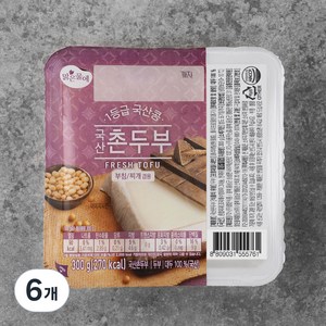 맑은물에 1등급 국산콩 촌두부, 300g, 6개