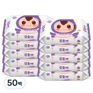 순둥이 프리미엄 엠보싱 물티슈 리필형 65sgm, 70매, 50팩