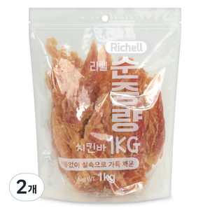 리첼 순중량 강아지 간식, 치킨바, 1kg, 2개