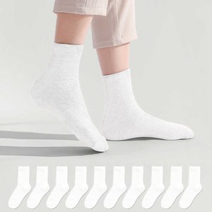 두발로 여성용 국산 에센셜 프리미엄 무지 중목 양말 10켤레