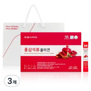 웰니스바이오 홍삼 석류콜라겐 + 쇼핑백, 300ml, 3개