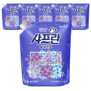 샤프란 실내건조 섬유유연제 아로마 브리즈 리필, 2.3L, 6개